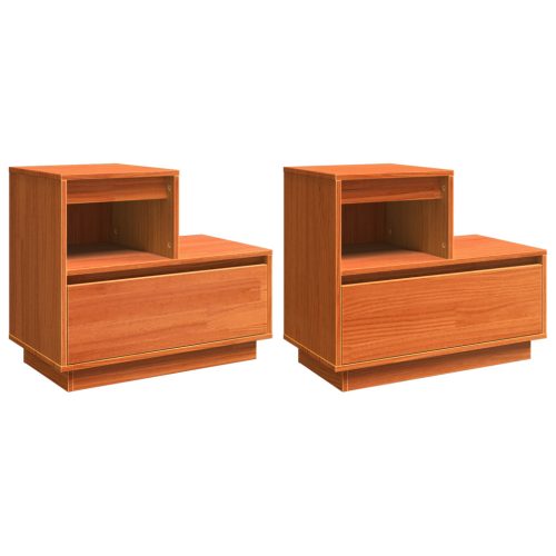  Éjjeliszekrény 2 pcs Viaszbarna 60 x 34 x 51 cm Tömör fenyőfa