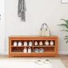  Cipőpad polcokkal tárolóval Viaszbarna 110 x 38 x 45.5 cm Tömör fenyőfa