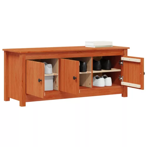  Cipőszekrény Viaszbarna 110 x 38 x 45,5 cm Tömör fenyő