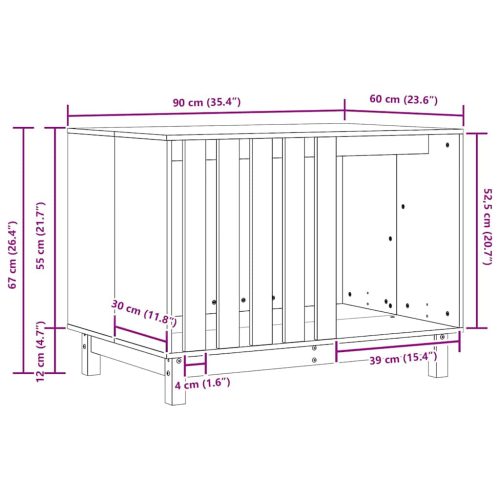 Kutyaház tárolóval Faggyú barna 90 x 60 x 67 cm Tömör fenyőfa