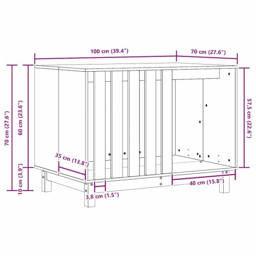  Kutyaház tárolóval Faggyú barna 100 x 70 x 70 cm Tömör fenyőfa