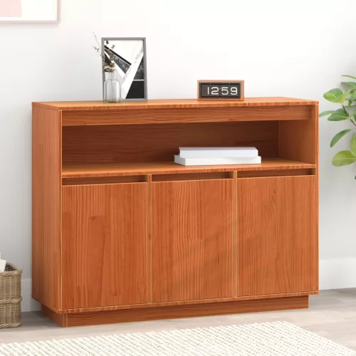  Széf tárolóval ajtóval Barna 104.5 x 34 x 80 cm Tömör fenyőfa
