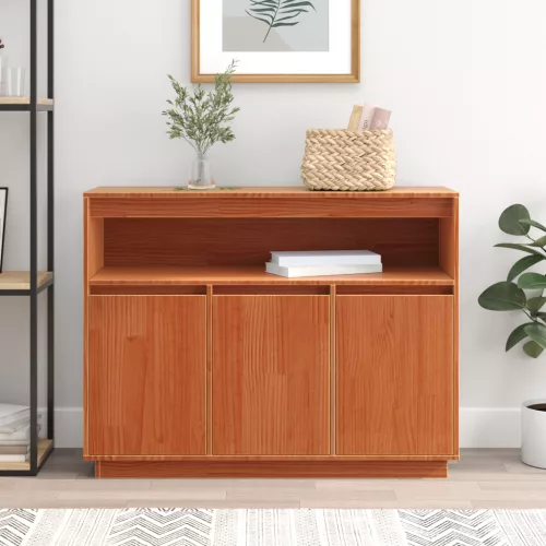  Széf tárolóval ajtóval Barna 104.5 x 34 x 80 cm Tömör fenyőfa