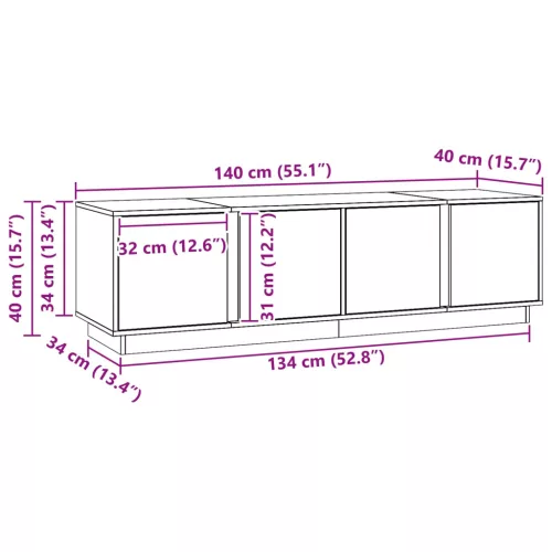  TV szekrény Viaszbarna 140 x 40 x 40 cm Tömör fenyő
