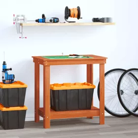    Munkapad polcokkal Viaszbarna 80 x 50 x 80 cm Tömör fenyő