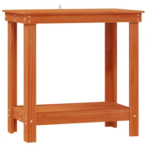  Munkapad polcokkal Viaszbarna 80 x 50 x 80 cm Tömör fenyő