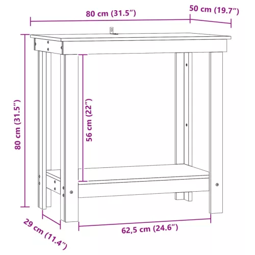  Munkapad polcokkal Viaszbarna 80 x 50 x 80 cm Tömör fenyő