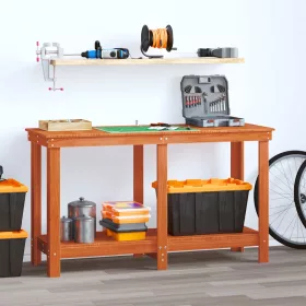    Munkapad polcokkal Viaszbarna 140 x 50 x 80 cm Tömör fenyő