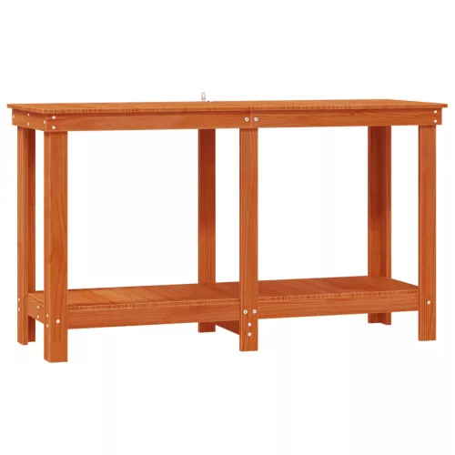  Munkapad polcokkal Viaszbarna 140 x 50 x 80 cm Tömör fenyő