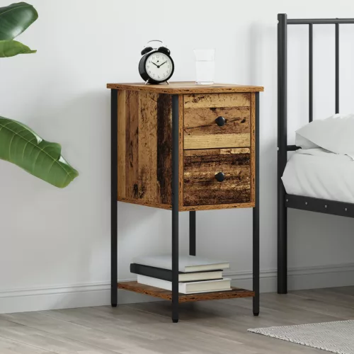  Éjjeliszekrény fiókkal Régi fa 32 x 42 x 70 cm Vas és faforgács