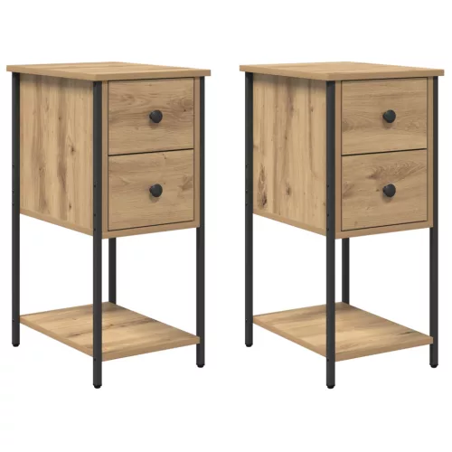  Éjjeliszekrény fiókkal 2 pcs kézműves tölgy 32 x 42 x 70 cm