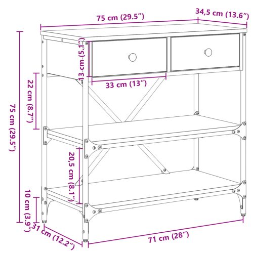  Konzoltábla Régi Fa 75x34.5x75 cm Műanyag Fa