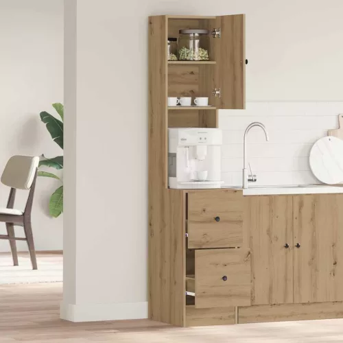  Konyhaszekrény fiókkal polcokkal tárolóval ajtóval kézműves tölgy Faanyag