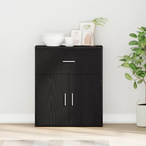  Széf fiókkal polcokkal tárolóval ajtóval Musta tammi 60 x 31 x 70 cm Faanyag