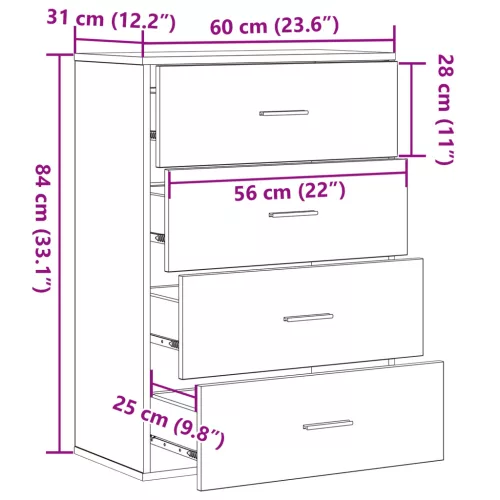  Széf fiókkal tárolóval Kézműves tölgy 60 x 39 x 80 cm Faanyag