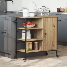  Konyhai Kocsi Tömör Tölgy 87.5x38.5x84.5 cm Szerelt Fa
