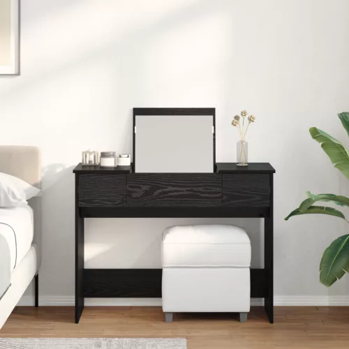  Öltöztető Asztal Tükörrel Fekete Tölgy 100x45x76 cm