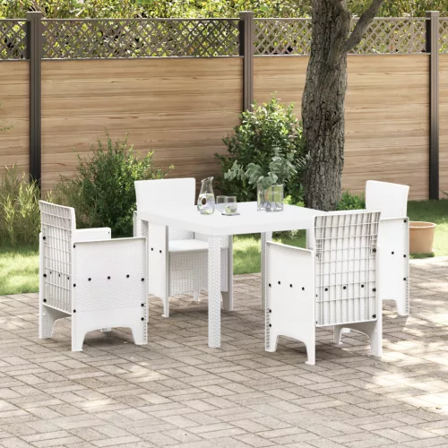  Kerti Asztal Fehér 100x100x73 cm Poli Rattan