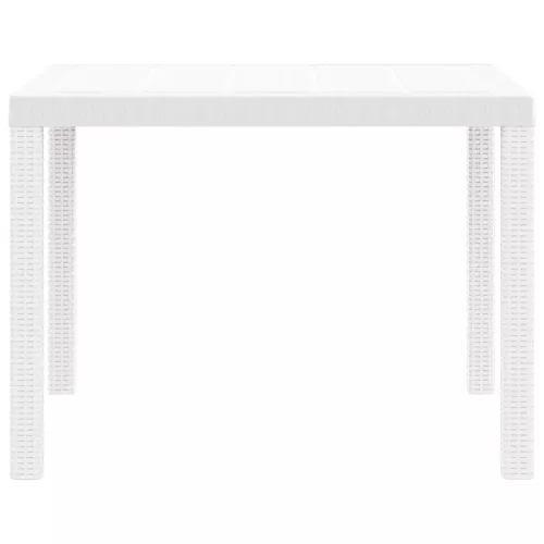  Kerti Asztal Fehér 100x100x73 cm Poli Rattan