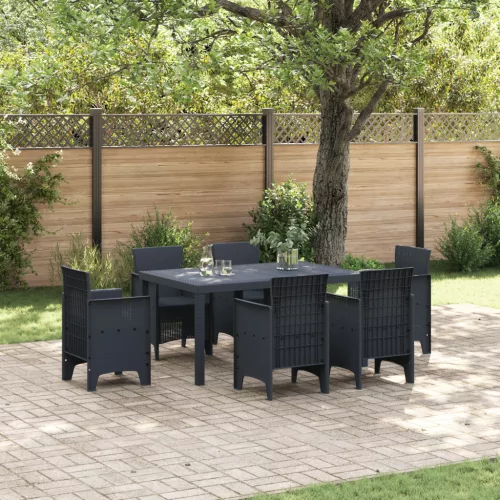  Kerti Asztal Antracit 150x100x73 cm Polyrattan