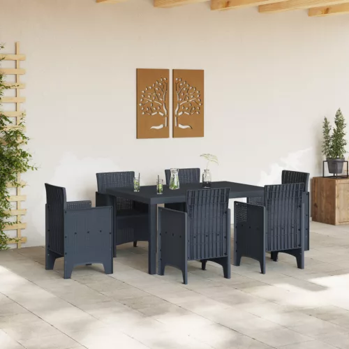  Kerti Asztal Antracit 150x100x73 cm Polyrattan