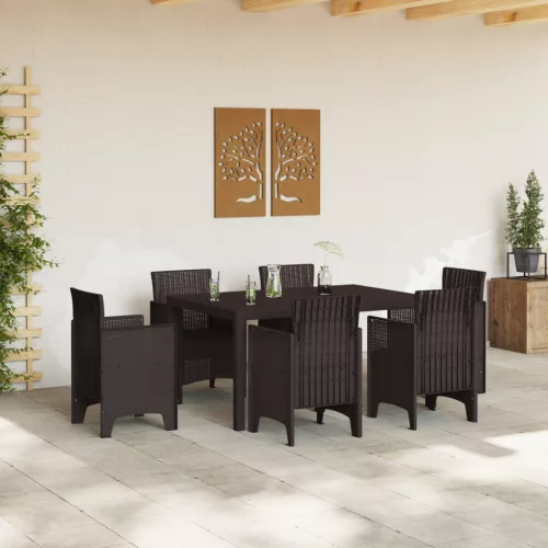  Kerti Asztal Barna 150x100x73 cm Poli Rattan