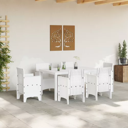  Kerti Asztal Fehér 150x100x73 cm Poli Rattan
