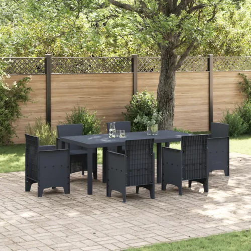  Kerti Asztal Antracit 200x100x73 cm Poli Rattan