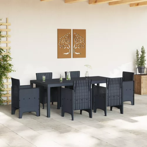  Kerti Asztal Antracit 200x100x73 cm Poli Rattan