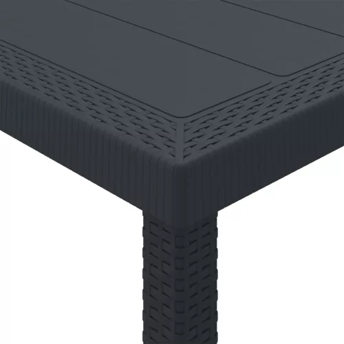  Kerti Asztal Antracit 200x100x73 cm Poli Rattan