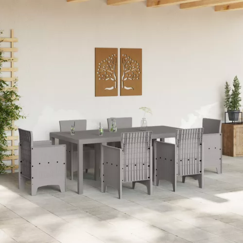  Kerti Asztal Világosszürke 200x100x73 cm Polyrattan