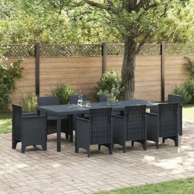  Kerti Asztal Antracit 250x100x73 cm Poli Rattan