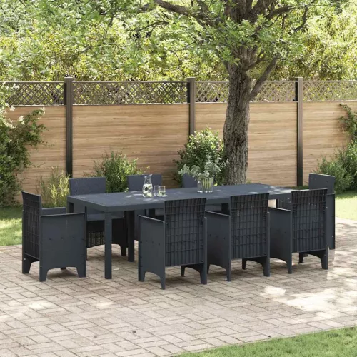  Kerti Asztal Antracit 250x100x73 cm Poli Rattan