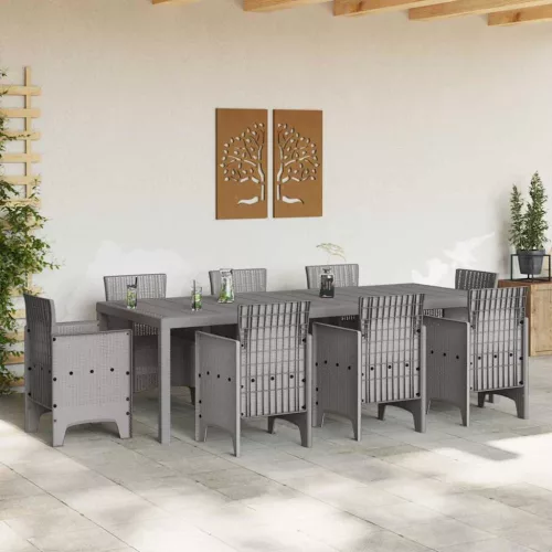  Kerti Asztal Világosszürke 250 x 100 x 73 cm Poly Rattan