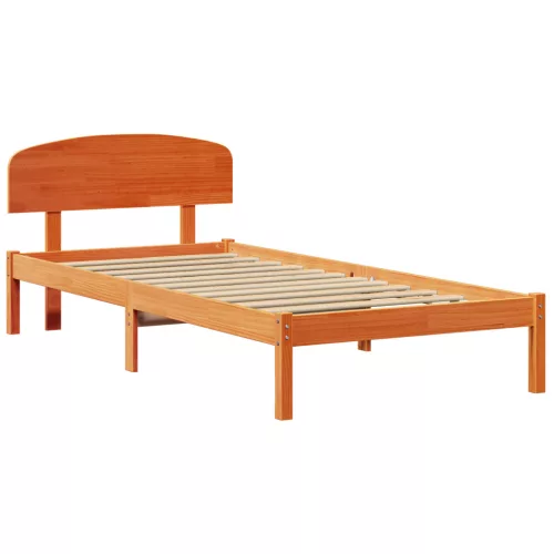  Ágykeret Fejtámlával Gyantázott Barna 100x200 cm Tömör fa Fenyő
