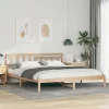  Ágykeret fejtámlával Barna 200 x 200 cm Tömör fenyőfa