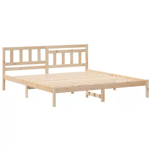  Ágykeret fejtámlával Barna 200 x 200 cm Tömör fenyőfa