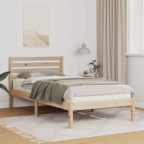  Ágykeret fejtámlával Barna 75 x 190 cm Tömör fenyőfa