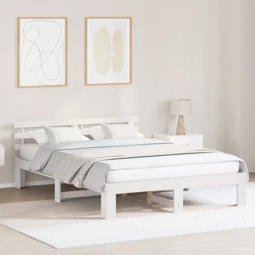  Fa Ágykeret Fehér Fa 140 x 200 cm Tartós Minimalista Ágykeret