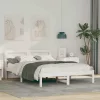  Ágykeret LED -es lámpákkal fejtámlával Fehér 120 x 190 cm Tömör fenyőfa