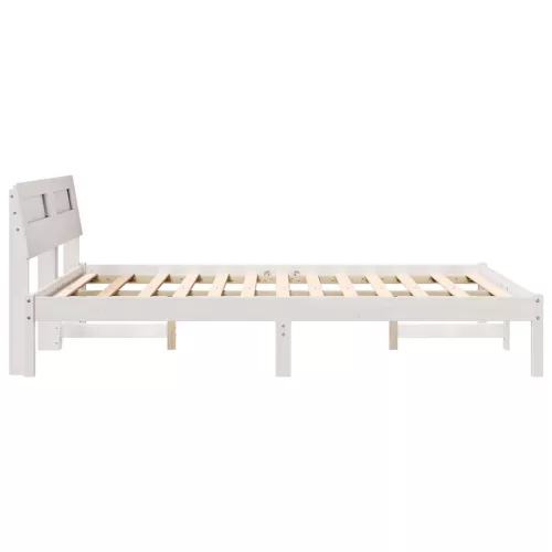  Ágykeret LED -es lámpákkal fejtámlával Fehér 120 x 190 cm Tömör fenyőfa