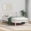  Ágykeret LED Fejtámlával, Fehér, 90 x 200 cm, Tömör Fenyő