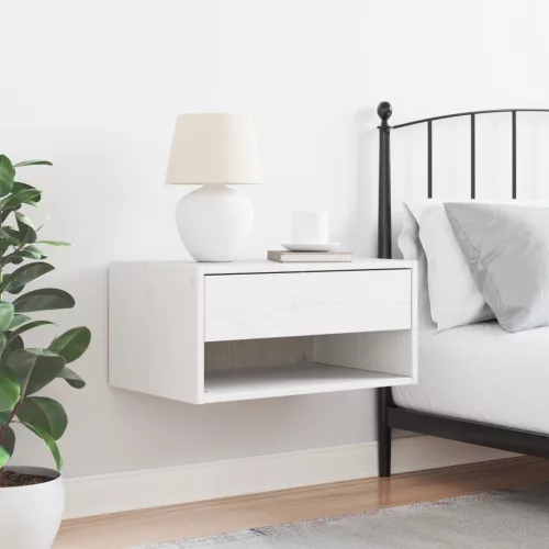  Fali éjjeli szekrény Fehér 50 x 32.5 x 24 cm Tömör fenyőfa