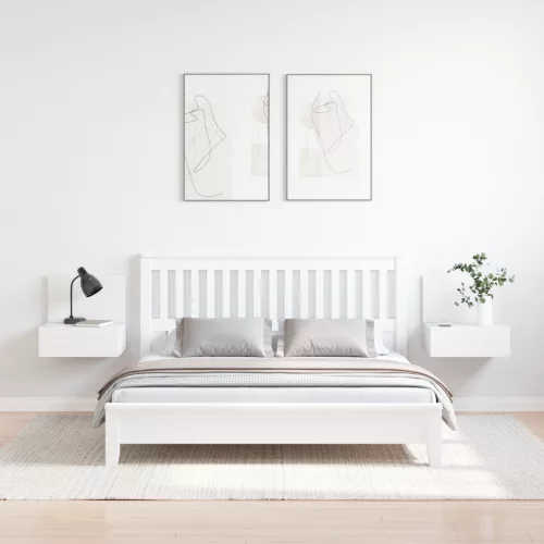  Fali éjjeli szekrény fiókkal 2 pcs Fehér 42 x 32.5 x 40 cm