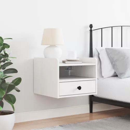  Éjjeli asztal fiókkal Fehér 38 x 36 x 29.5 cm Tömör fenyőfa