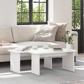    Dohányzóasztal 2 pcs Fehér 100 x 69 x 35.5 cm Tömör fenyőfa