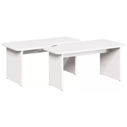  Dohányzóasztal 2 pcs Fehér 100 x 69 x 35.5 cm Tömör fenyőfa