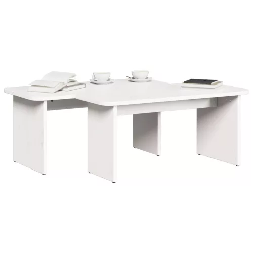  Dohányzóasztal 2 pcs Fehér 100 x 69 x 35.5 cm Tömör fenyőfa
