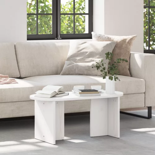  Dohányzóasztal Fehér 80 x 39.5 x 35 cm Tömör fenyőfa
