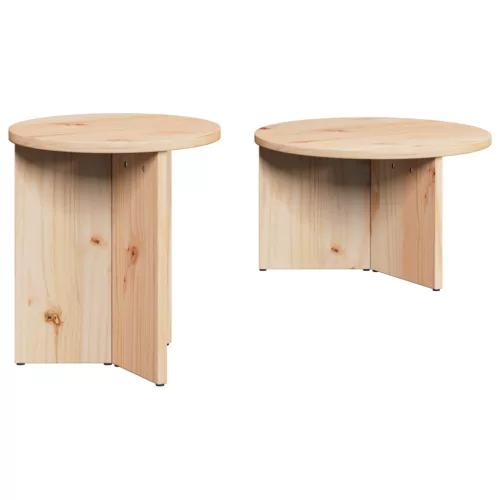 Kávasztal Szett 2 pcs Természetes 49 x 49 x 28 cm Tömör fenyőfa